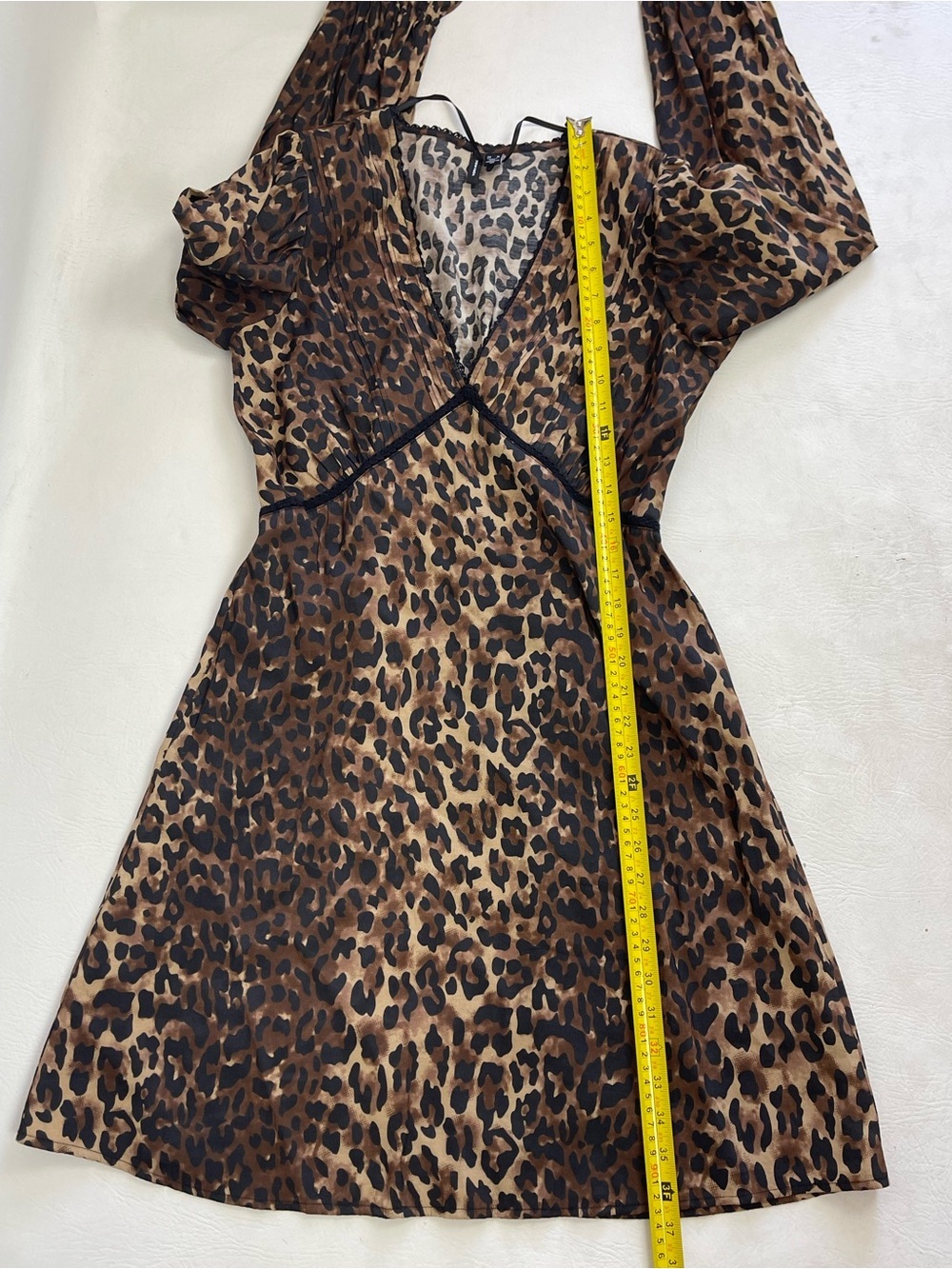 Vero Moda VMWILD Leopard Print V-Neck Long Sleeve Mini Dress M - Picture 4 of 10